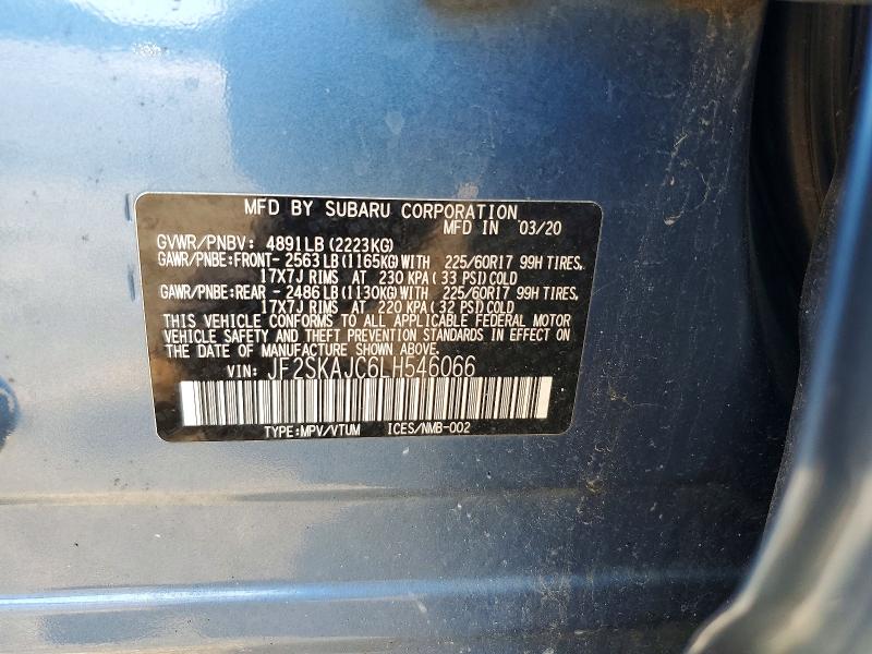 63646406 :رقم المزاد ، JF2SKAJC6LH546066 vin ، 2020 Subaru Forester مزاد بيع