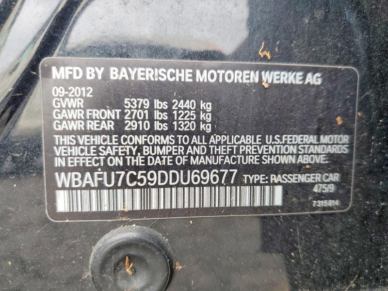 2013 Bmw 535 მანქანა იყიდება აუქციონზე, vin: WBAFU7C59DDU69677, აუქციონის ნომერი: 63231486