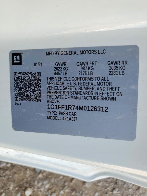 Aukcja sprzedaży 2021 Chevrolet Camaro, vin: 1G1FF1R74M0126312, numer aukcji: 61451716