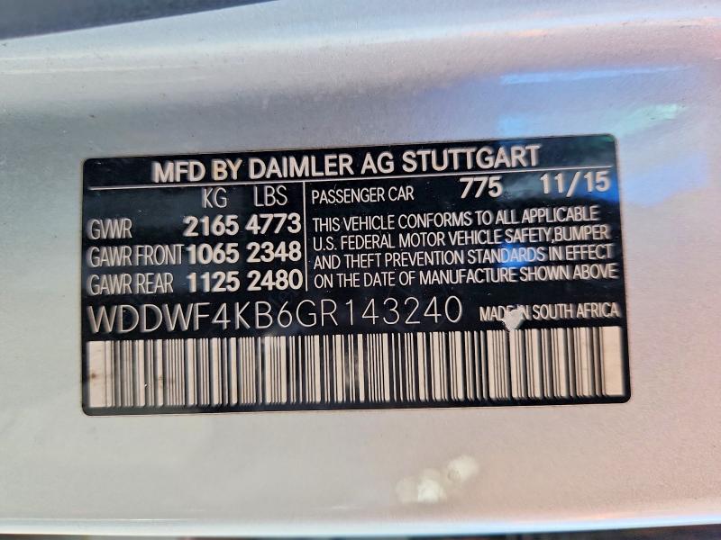 Aukcja sprzedaży 2016 Mercedes-benz C, vin: WDDWF4KB6GR143240, numer aukcji: 63951376