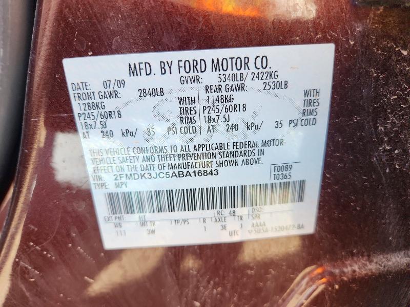 Aukcja sprzedaży 2010 Ford Edge, vin: 2FMDK3JC5ABA16843, numer aukcji: 65855496
