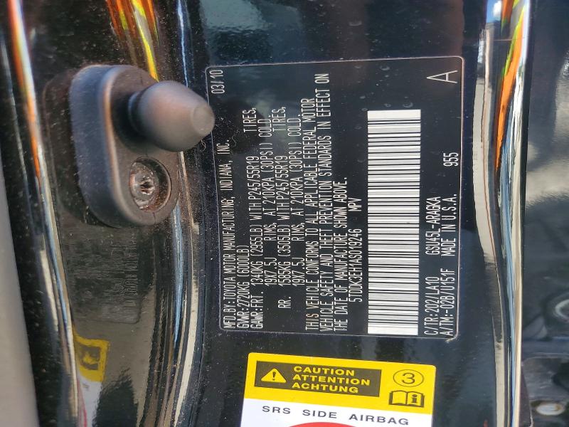 66535826 :رقم المزاد ، 5TDDK3EH1AS019246 vin ، 2010 Toyota Highlander مزاد بيع