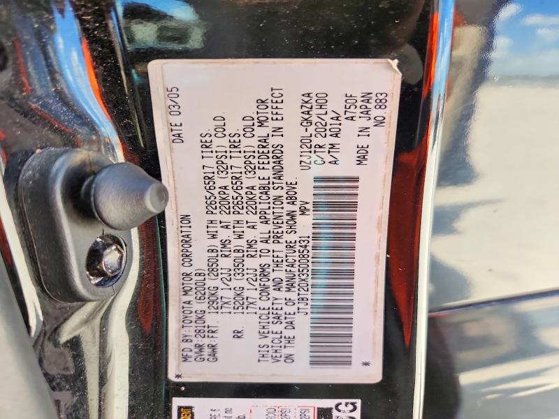 Aukcja sprzedaży 2005 Lexus Gx, vin: JTJBT20X350085431, numer aukcji: 66719256