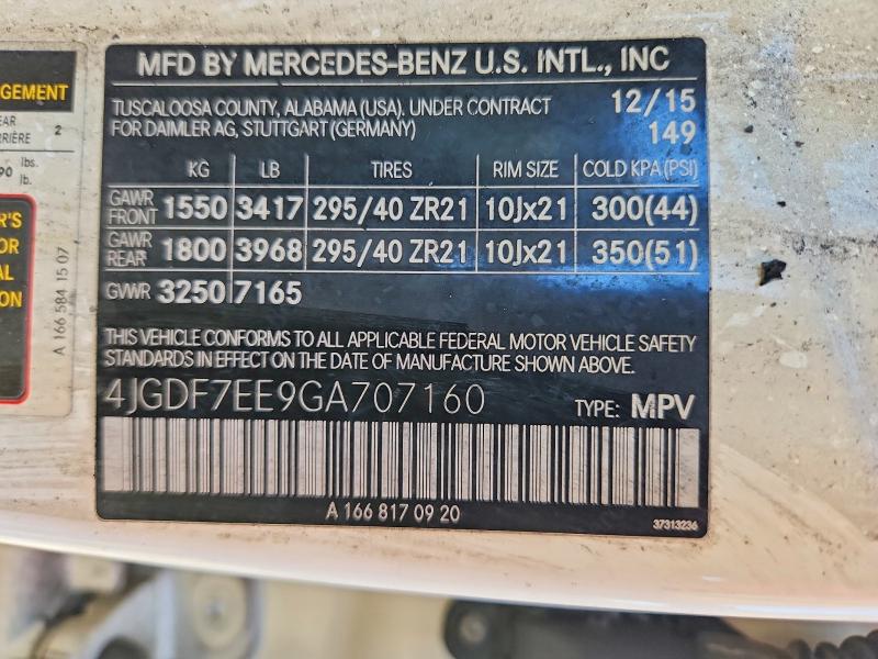 Продажа на аукционе авто 2016 Mercedes-benz Gl, vin: 4JGDF7EE9GA707160, номер лота: 65600016
