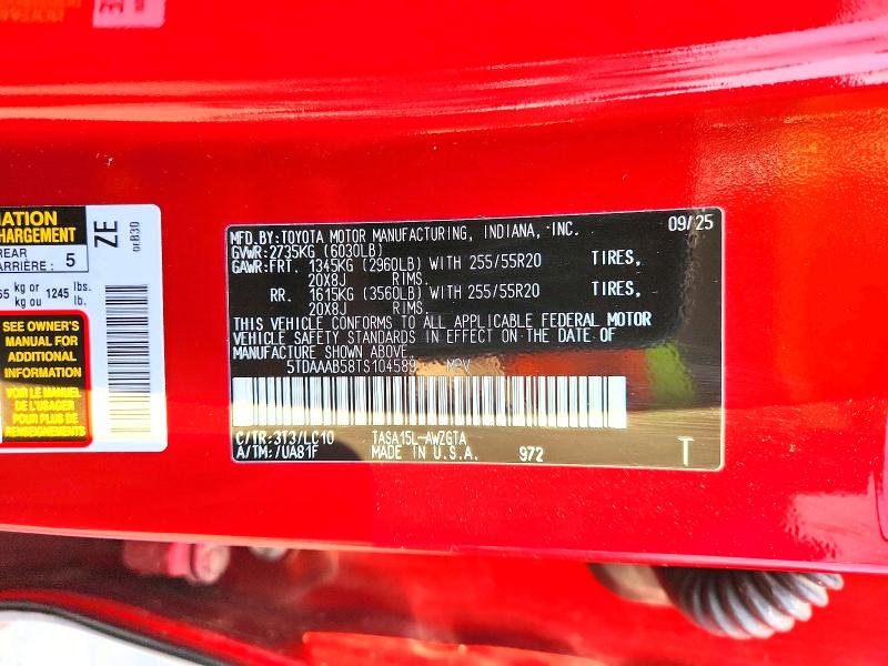 2026 Toyota Grand Highlander მანქანა იყიდება აუქციონზე, vin: 5TDAAAB58TS104589, აუქციონის ნომერი: 65162526