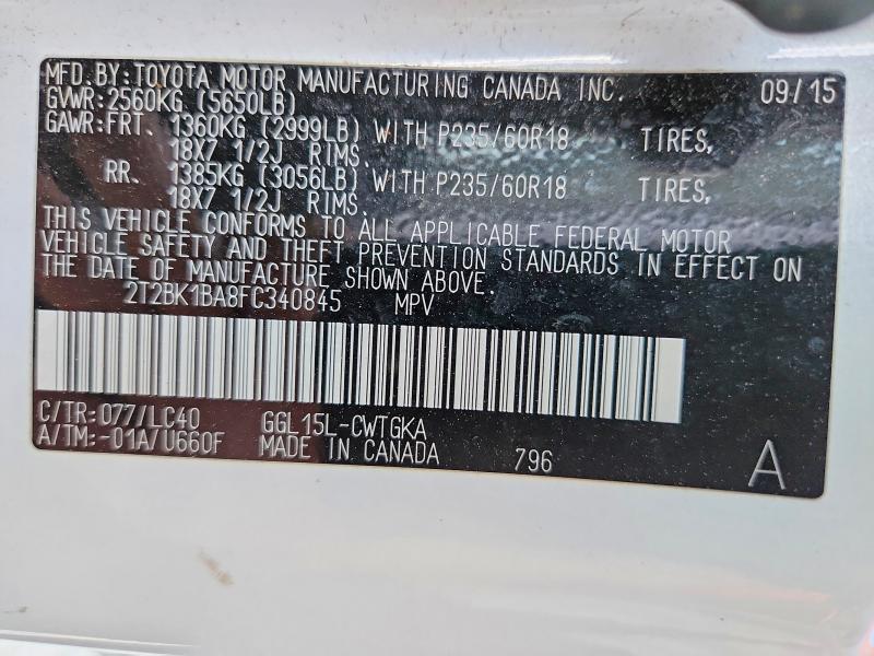 Aukcja sprzedaży 2015 Lexus Rx 350, vin: 2T2BK1BA8FC340845, numer aukcji: 64391126