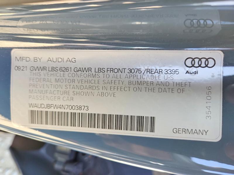 Aukcja sprzedaży 2022 Audi E-tron Gt, vin: WAUDJBFW4N7003873, numer aukcji: 63376526