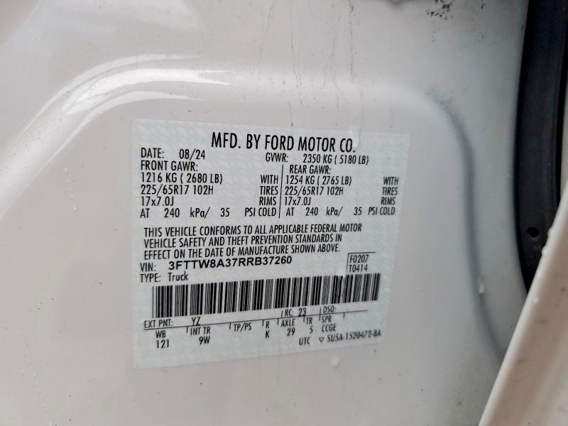 Продаж на аукціоні авто 2024 Ford Maverick, vin: 3FTTW8A37RRB37260, номер лоту: 63666566