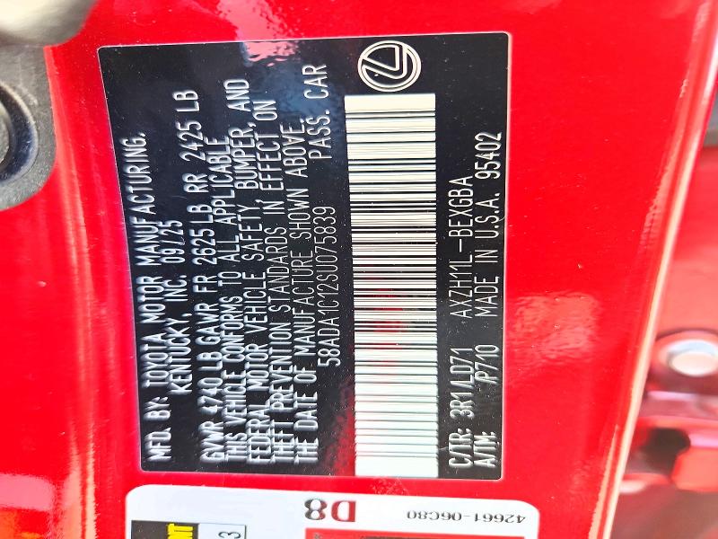 Aukcja sprzedaży 2025 Lexus Es 300h, vin: 58ADA1C12SU075839, numer aukcji: 63586486