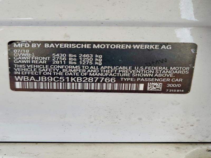 63952516 :رقم المزاد ، WBAJB9C51KB287766 vin ، 2019 Bmw M550xi مزاد بيع