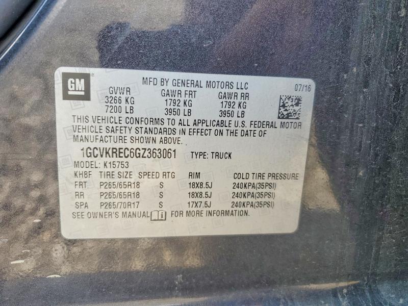 Auction sale of the 2016 Chevrolet Silverado, vin: 1GCVKREC6GZ363061, lot number: 66515346