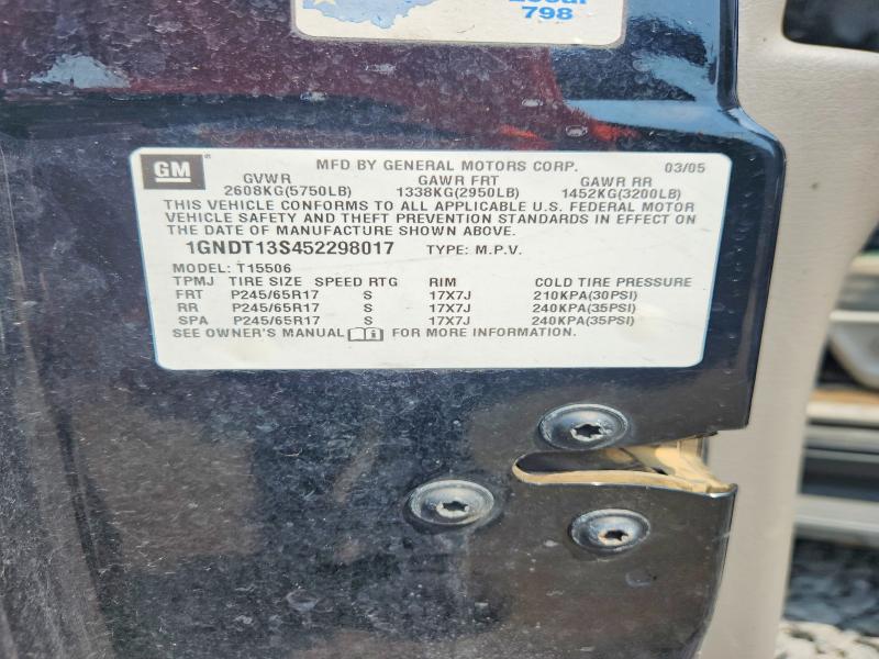 Aukcja sprzedaży 2005 Chevrolet Trailblazer, vin: 1GNDT13S452298017, numer aukcji: 63583856