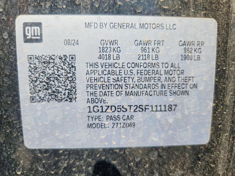 65522356 :رقم المزاد ، 1G1ZD5ST2SF111187 vin ، 2025 Chevrolet Malibu مزاد بيع