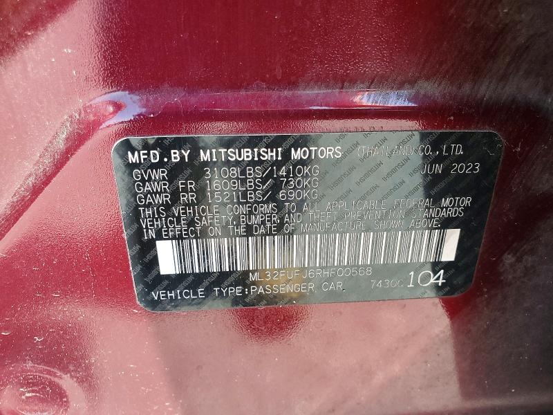 Aukcja sprzedaży 2024 Mitsubishi Mirage, vin: ML32FUFJ6RHF00568, numer aukcji: 65221876