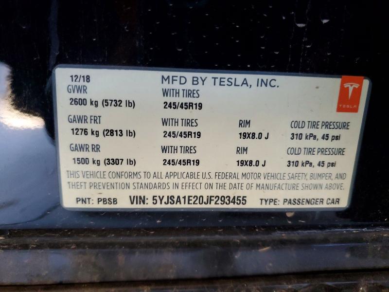 Продаж на аукціоні авто 2018 Tesla Model S, vin: 5YJSA1E20JF293455, номер лоту: 65202746