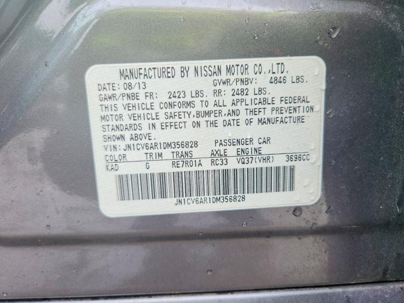 2013 Infiniti G37 Sedan მანქანა იყიდება აუქციონზე, vin: JN1CV6AR1DM356828, აუქციონის ნომერი: 63315126