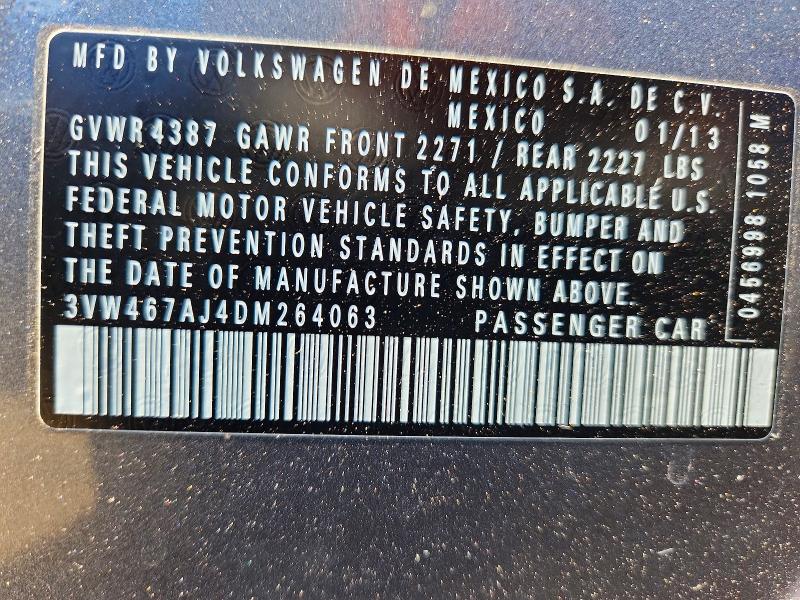 Продаж на аукціоні авто 2013 Volkswagen Jetta, vin: 3VW467AJ4DM264063, номер лоту: 65272656
