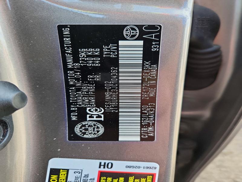 65860396 :رقم المزاد ، 2T1BURHE3JC104362 vin ، 2018 Toyota Corolla مزاد بيع