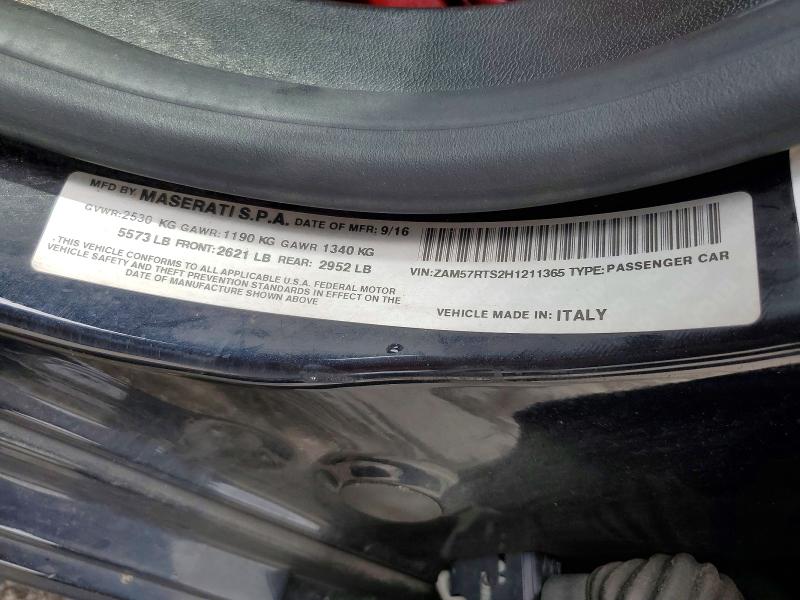 Aukcja sprzedaży 2017 Maserati Ghibli, vin: ZAM57RTS2H1211365, numer aukcji: 65825316