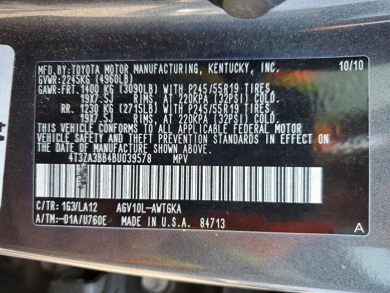 Aukcja sprzedaży 2011 Toyota Venza, vin: 4T3ZA3BB4BU039578, numer aukcji: 64261296
