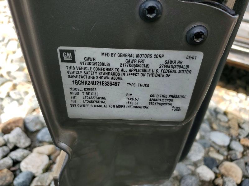 2001 Chevrolet Silverado მანქანა იყიდება აუქციონზე, vin: 1GCHK24U21E336467, აუქციონის ნომერი: 65399186