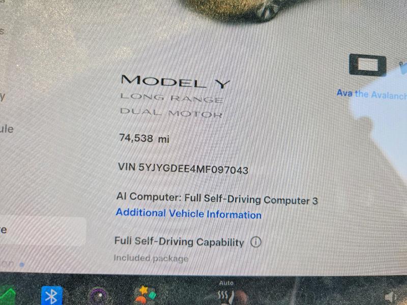 Продаж на аукціоні авто 2021 Tesla Model Y, vin: 5YJYGDEE4MF097043, номер лоту: 63678396