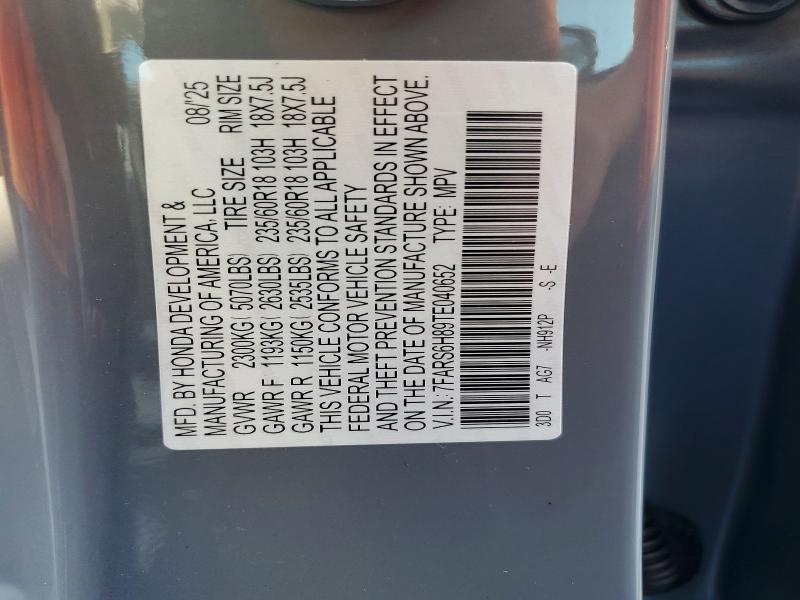 Auction sale of the 2026 Honda Cr-v, vin: 7FARS6H89TE040652, lot number: 66105186