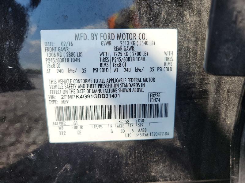 Aukcja sprzedaży 2016 Ford Edge, vin: 2FMPK4G91GBB31401, numer aukcji: 66140886