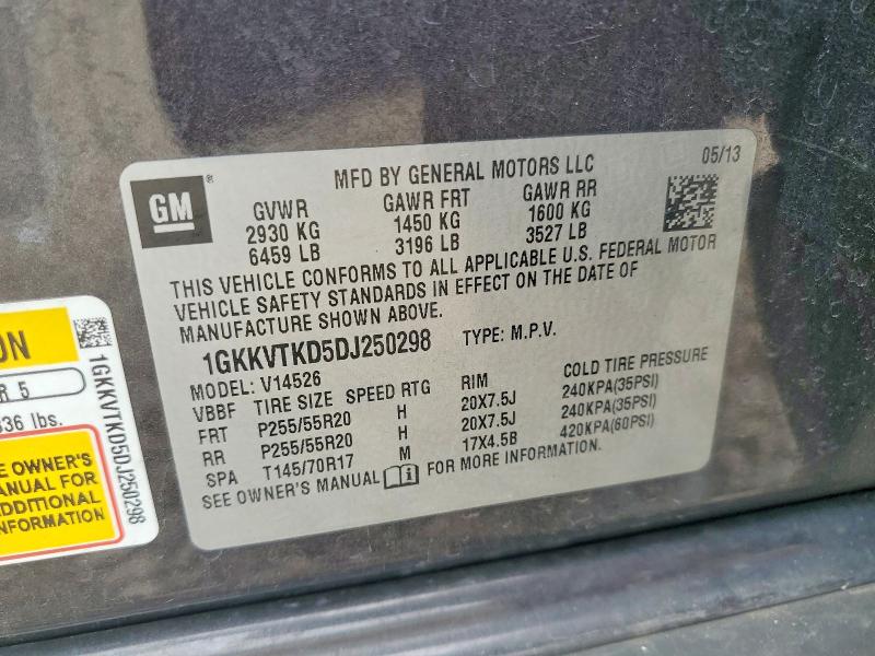 2013 Gmc Acadia მანქანა იყიდება აუქციონზე, vin: 1GKKVTKD5DJ250298, აუქციონის ნომერი: 63587476