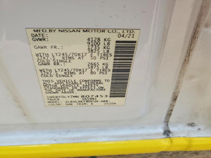 Продажа на аукционе авто 2021 Nissan Nv, vin: 1N6BF0LY7MN807453, номер лота: 65556366