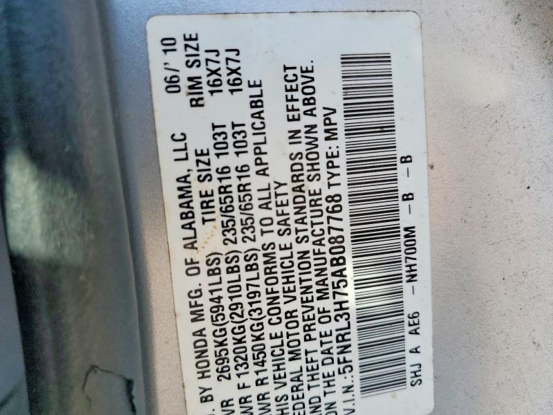 Aukcja sprzedaży 2010 Honda Odyssey, vin: 5FNRL3H75AB087768, numer aukcji: 63648206