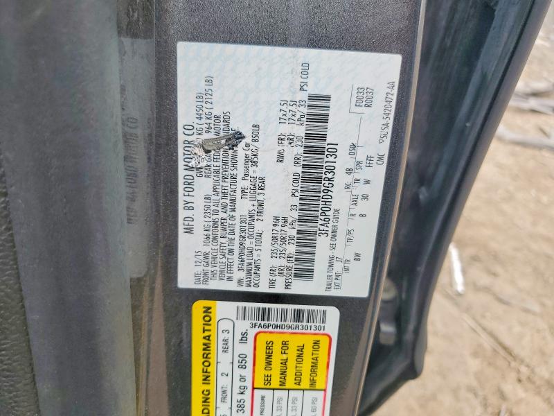 64367616 :رقم المزاد ، 3FA6P0HD9GR301301 vin ، 2016 Ford Fusion مزاد بيع