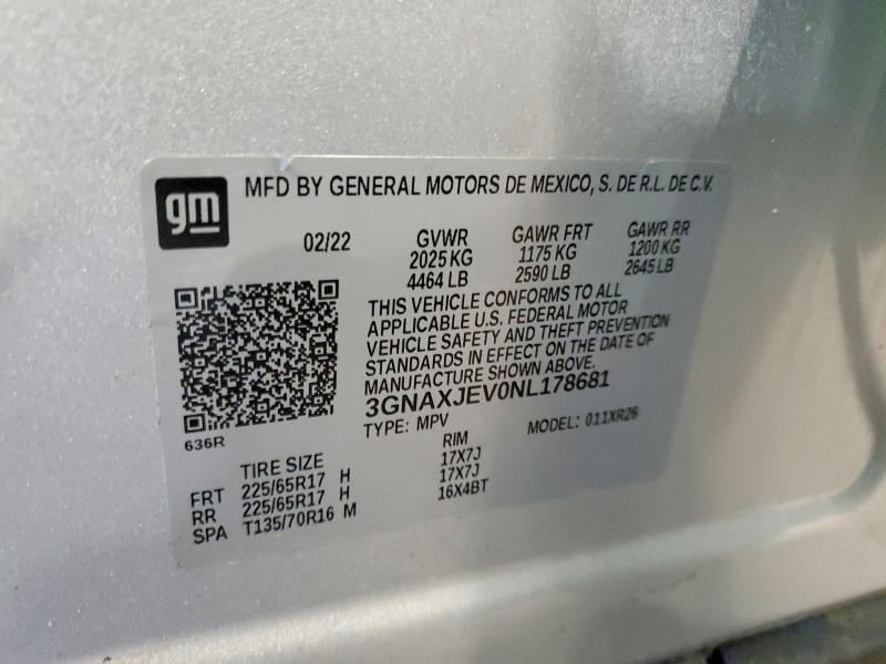Продажа на аукционе авто 2022 Chevrolet Equinox, vin: 3GNAXJEV0NL178681, номер лота: 63596726