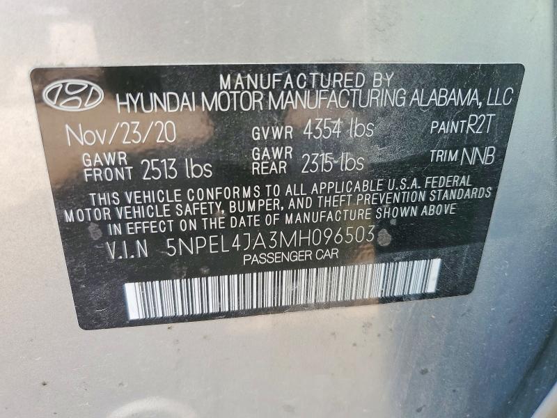 Aukcja sprzedaży 2021 Hyundai Sonata, vin: 5NPEL4JA3MH096503, numer aukcji: 64306686