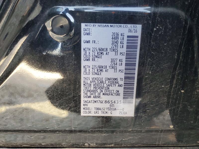 63690856 :رقم المزاد ، 5N1AT2MT7GC865435 vin ، 2016 Nissan Rogue مزاد بيع