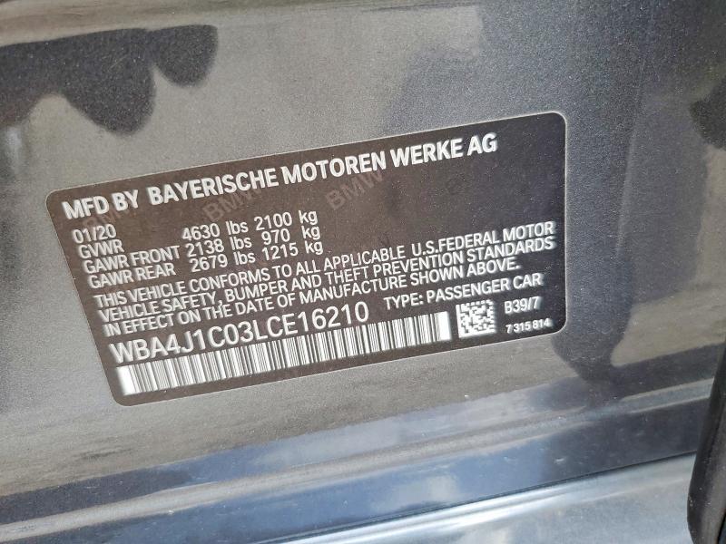 Aukcja sprzedaży 2020 Bmw 430i, vin: WBA4J1C03LCE16210, numer aukcji: 64061116