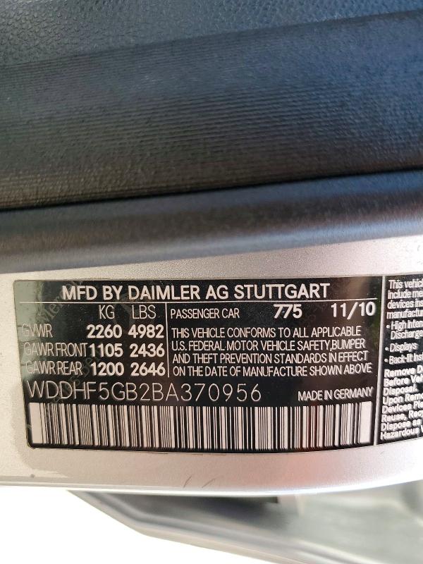 Продажа на аукционе авто 2011 Mercedes-benz E, vin: WDDHF5GB2BA370956, номер лота: 65361746