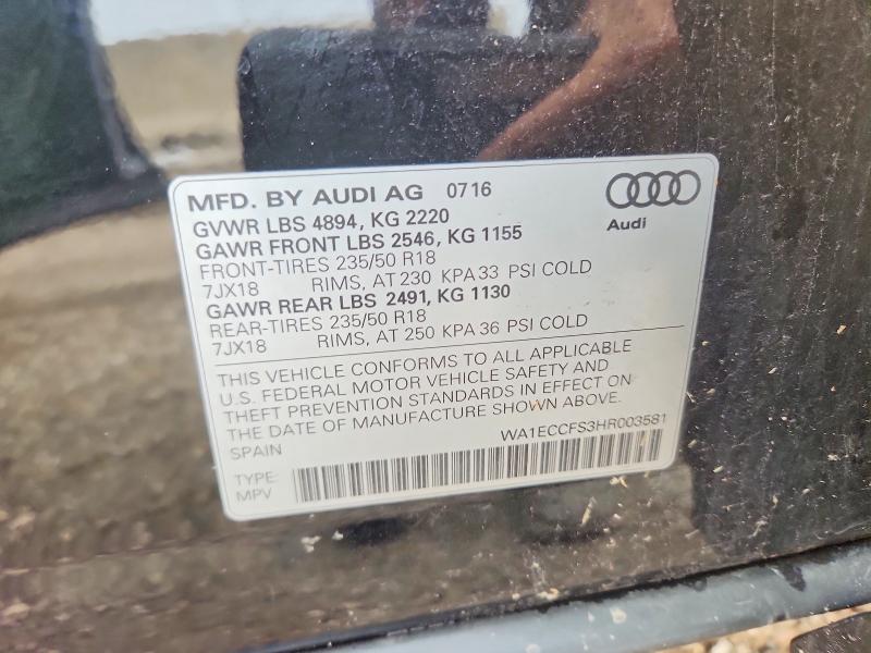 65042256 :رقم المزاد ، WA1ECCFS3HR003581 vin ، 2017 Audi Q3 مزاد بيع