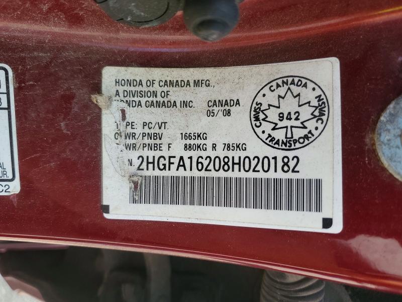 Aukcja sprzedaży 2008 Honda Civic, vin: 2HGFA16208H020182, numer aukcji: 61406656