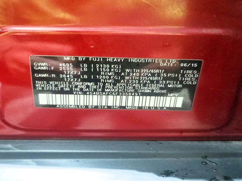 Aukcja sprzedaży 2015 Subaru Outback, vin: 4S4BSAFC6F3358491, numer aukcji: 65632716