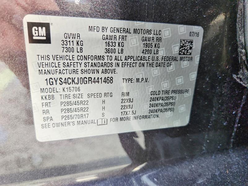 Aukcja sprzedaży 2016 Cadillac Escalade, vin: 1GYS4CKJ0GR441468, numer aukcji: 67136126