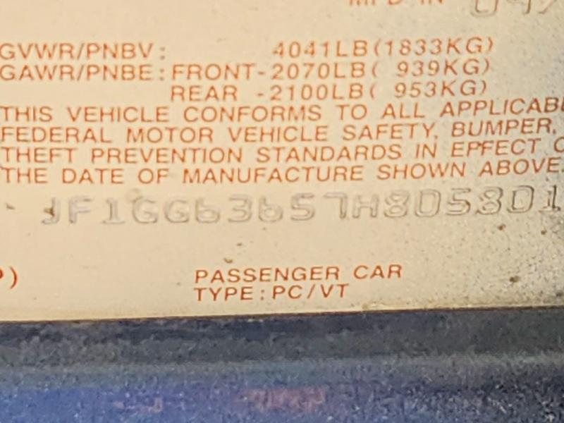 2007 Subaru Impreza მანქანა იყიდება აუქციონზე, vin: JF1GG63657H805801, აუქციონის ნომერი: 62794236