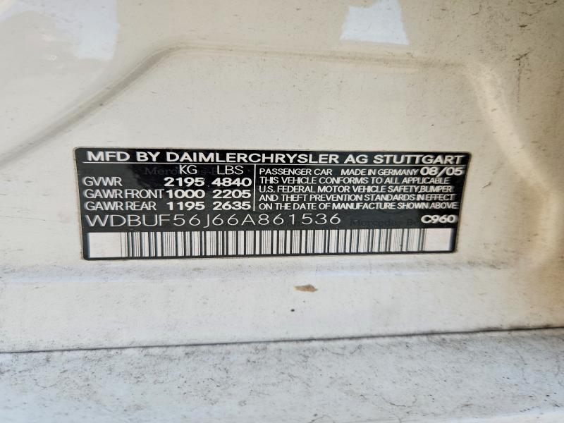 63777366 :رقم المزاد ، WDBUF56J66A861536 vin ، 2006 Mercedes-benz E مزاد بيع