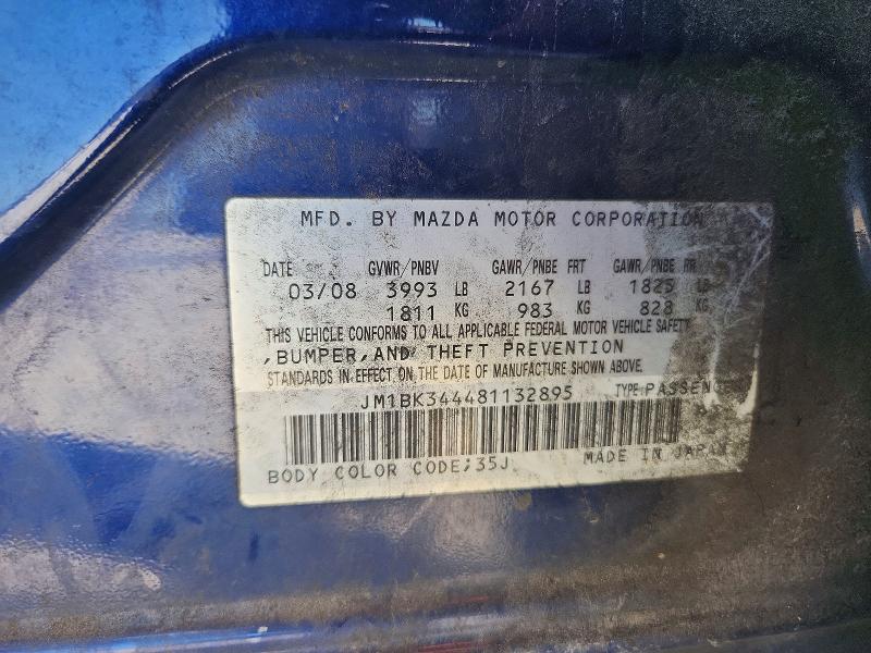 64794346 :رقم المزاد ، JM1BK344481132895 vin ، 2008 Mazda 3 مزاد بيع