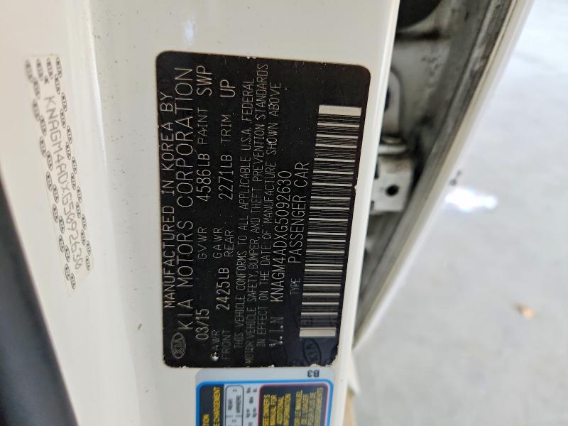 2016 Kia Optima მანქანა იყიდება აუქციონზე, vin: KNAGM4ADXG5092630, აუქციონის ნომერი: 66814466