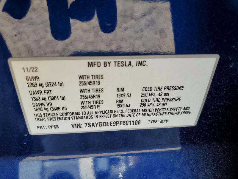 Aukcja sprzedaży 2023 Tesla Model Y, vin: 7SAYGDEE9PF601108, numer aukcji: 66185976