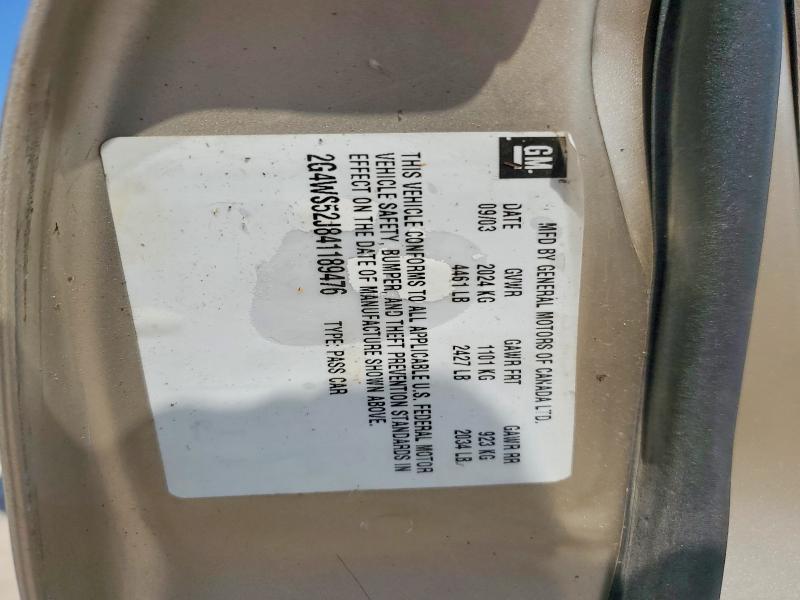 2004 Buick Century მანქანა იყიდება აუქციონზე, vin: 2G4WS52J841189476, აუქციონის ნომერი: 66028246