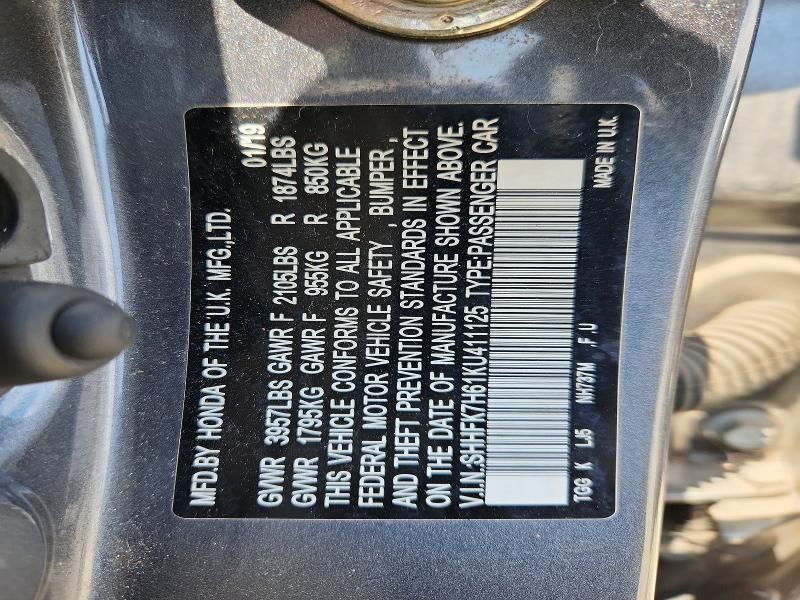 Aukcja sprzedaży 2019 Honda Civic, vin: SHHFK7H61KU411125, numer aukcji: 63362646