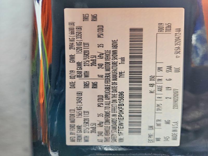 63607686 :رقم المزاد ، 1FTEW1EP0KFB15696 vin ، 2019 Ford F150 مزاد بيع
