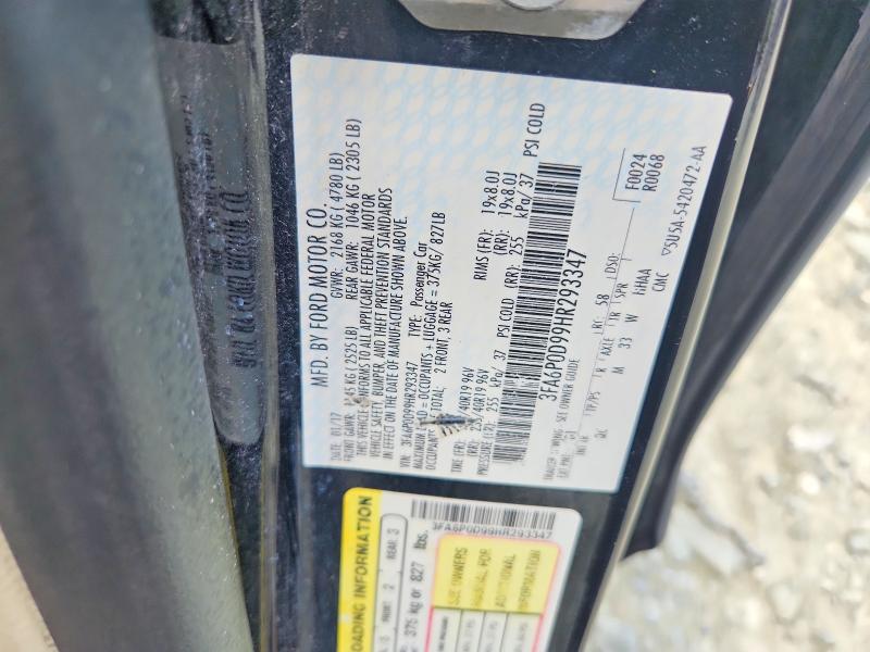 65640896 :رقم المزاد ، 3FA6P0D99HR293347 vin ، 2017 Ford Fusion مزاد بيع